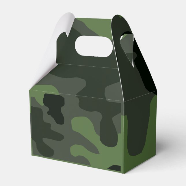 Grey dark green camouflage no.14 print favour box (Front Side)