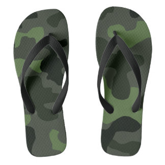 Grey dark green camouflage no.14 print  flip flops