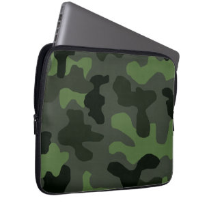 Grey dark green camouflage no.14 print laptop sleeve