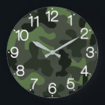 Grey dark green camouflage no.14 print   large clock<br><div class="desc">This design print inspires a grey,  dark green colour combination for a simple camouflage pattern.</div>