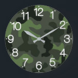 Grey dark green camouflage no.14 print large clock<br><div class="desc">This design print inspires a grey, dark green colour combination for a simple camouflage pattern.</div>