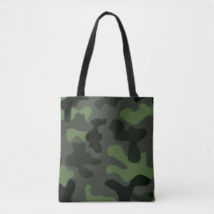 Grey dark green camouflage no.14 print  tote bag