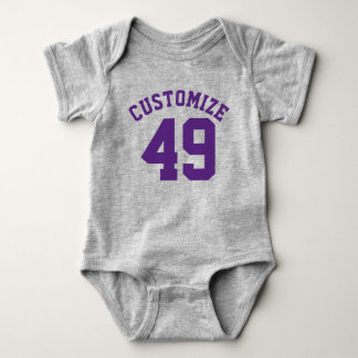 Grey & Dark Purple Baby | Sports Jersey Design Bodysuit