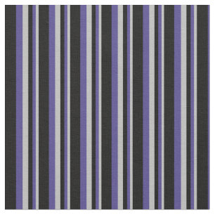 Grey, Dark Slate Blue & Black Stripes Fabric