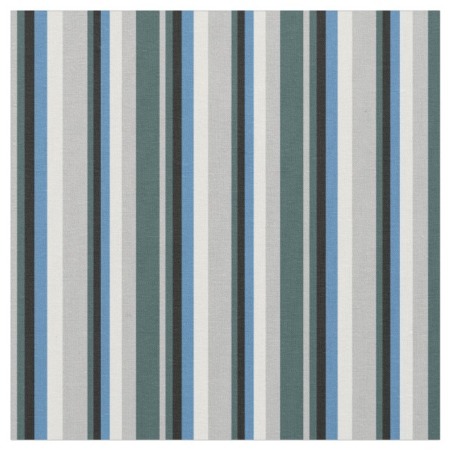 Grey, Dark Slate Grey, Black, Blue & Light Cyan Fabric (Close Up)