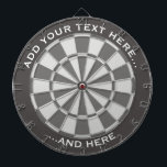 Grey Dartboard with custom text<br><div class="desc">Grey dartboard and two custom text areas.</div>