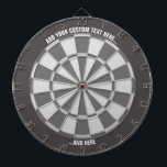Grey Dartboard with Custom Text<br><div class="desc">Grey dart board with two custom text areas. Choose "customise more" option if you want to change colours.</div>