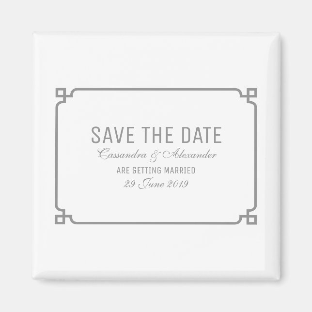 Grey Deco Chic Save the Date Magnet (Front)