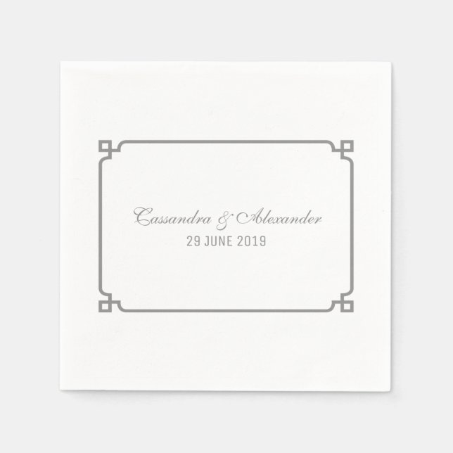 Grey Deco Chic Wedding Napkin (Front)