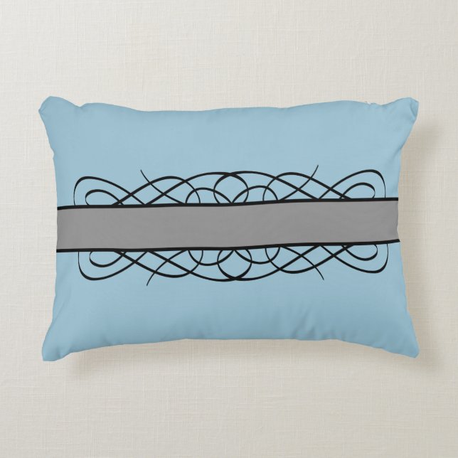 Grey Deco Flourish Accent Pillow (Front)