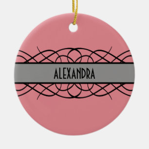 Grey Deco Flourish Ceramic Tree Decoration