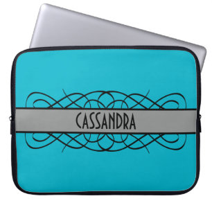 Grey Deco Flourish Laptop Sleeve