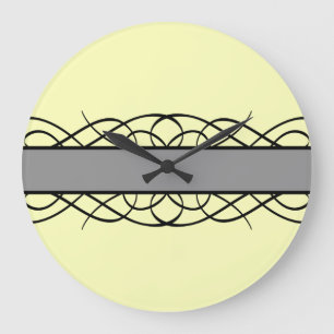 Grey Deco Flourish Large Clock