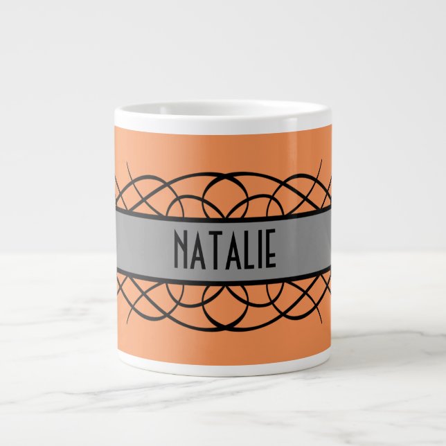 Grey Deco Flourish Mug (Front)