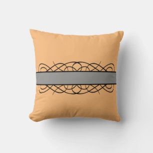 Grey Deco Flourish Throw Pillow