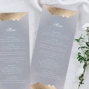 Grey Deco Geometric Gold Gatsby Wedding Menu