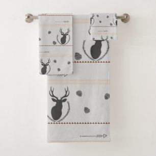 Grey Deer Pattern Bath Towel Set