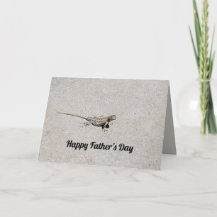 Grey Desert Lizard Posed on Cement Walk Card