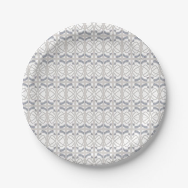 Grey Design Paper Plate Art Nouveau Design (Front)