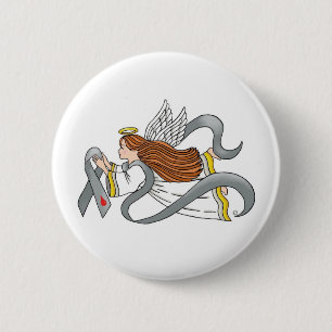 "Grey Diabetes Ribbon" Awareness Angel 6 Cm Round Badge