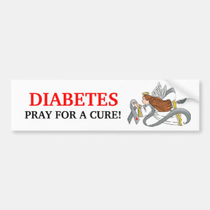 "Grey Diabetes Ribbon" Awareness Angel Bumper Sticker