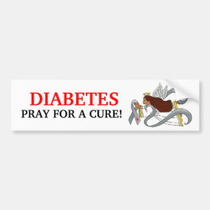 "Grey Diabetes Ribbon" Ethnic Awarenesss Angel Bumper Sticker