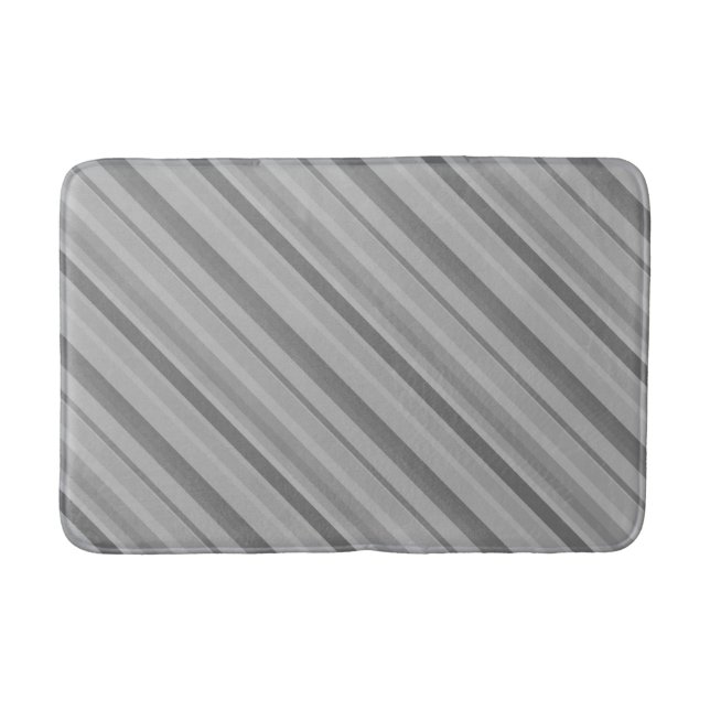 Grey diagonal stripes bath mat (Front)
