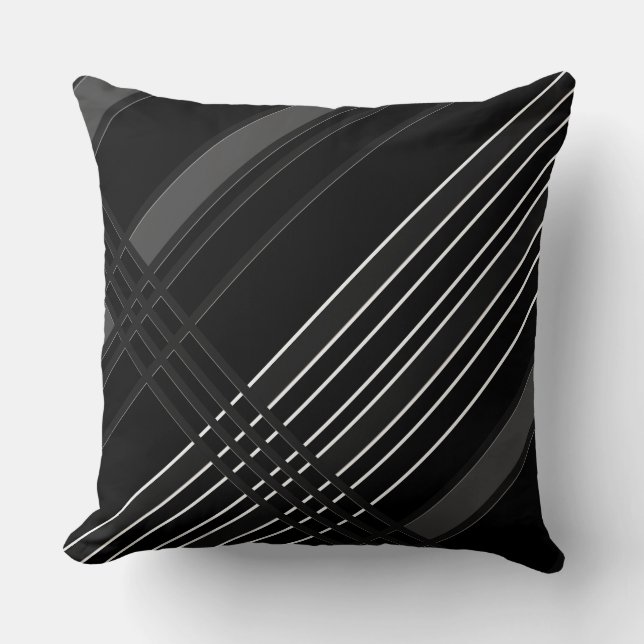 Grey Diagonal Stripes Cushion (Front)