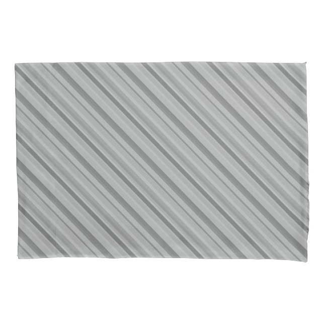 Grey diagonal stripes pillowcase (Front)