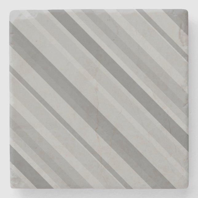 Grey diagonal stripes stone coaster (Front)