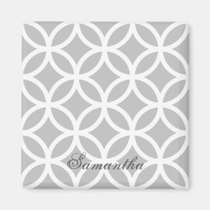 Grey Diamond Pattern Personalised Magnet
