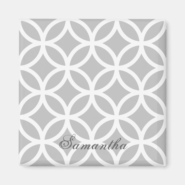 Grey Diamond Pattern Personalised Magnet (Front)