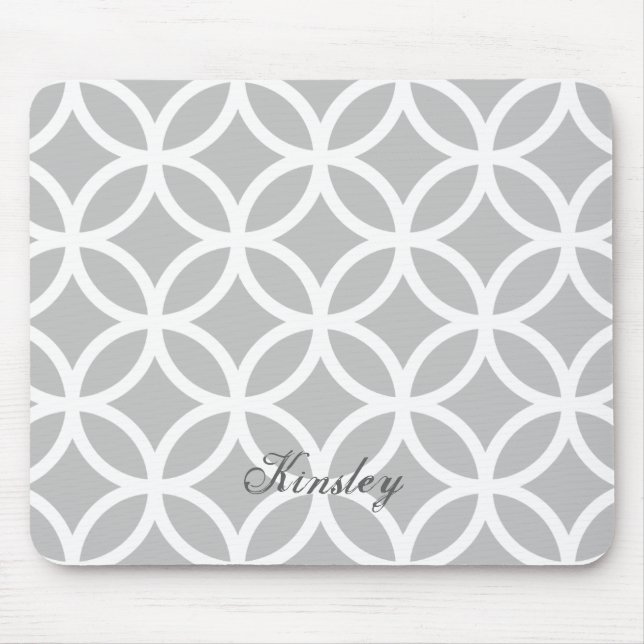 Grey Diamond Pattern Personalised Mousepad (Front)