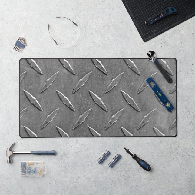 Grey Diamond Plate Desk Mat (Workstation)