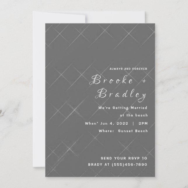 Grey Diamond Texture Wedding Invitation (Front)