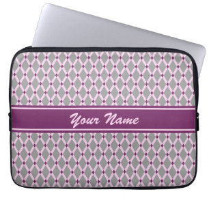 Grey Diamonds-Pink Frames Electronics Bag