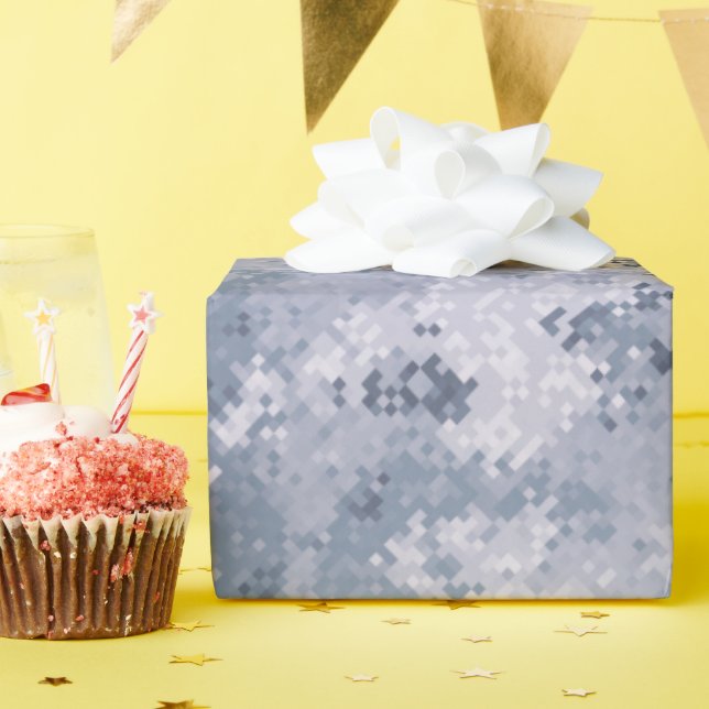 Grey Digi Camo Wrapping Paper (Birthday Party)