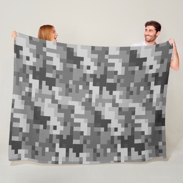 Grey Digital Camouflage Fleece Blanket (In Situ)