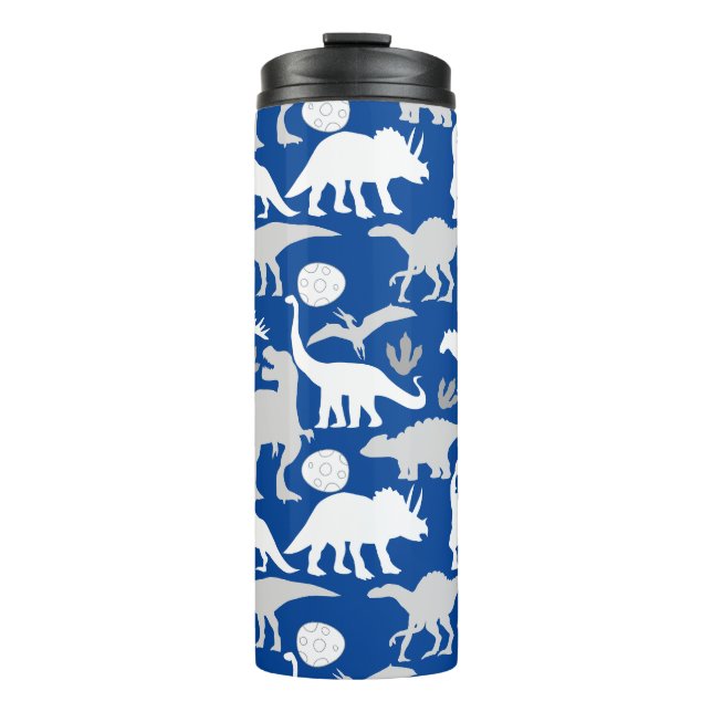 Grey Dino Pattern L Blue BG Thermal Tumbler (Front)