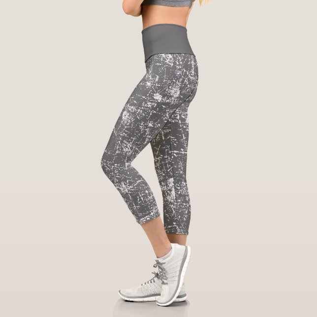 Grey Distressed Capri Leggings (Left)