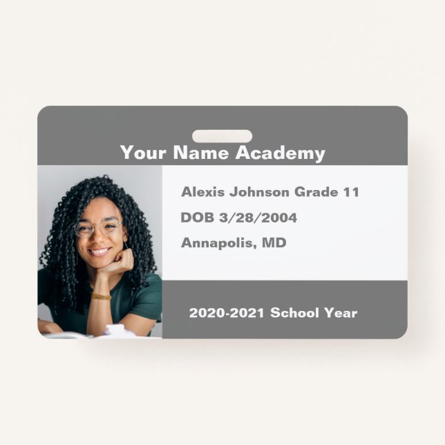 Grey Do It Yourself Custom Homeschool ID Badge (Front)