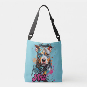 Grey Dog Art with Bright Splashes Crossbody Bag
