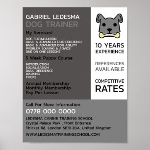 Grey Dog, Dog Trainer Advertising Poster