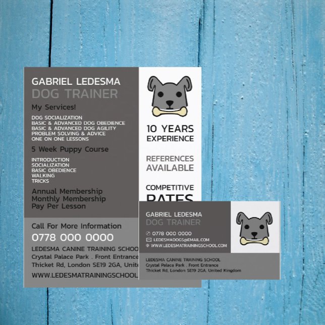 Grey Dog, Dog Trainer Business Card (Creator Uploaded)