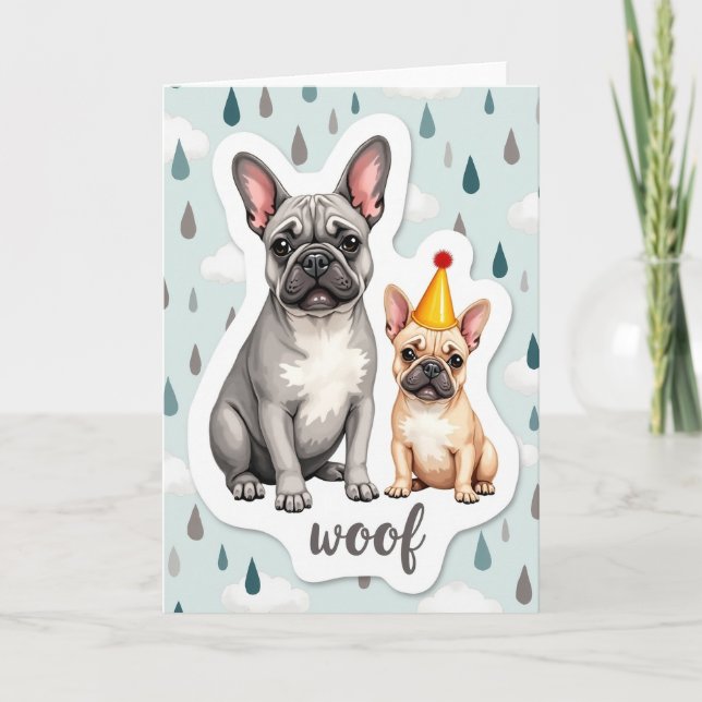 Grey Dog Fathers Day Art Card (Front)