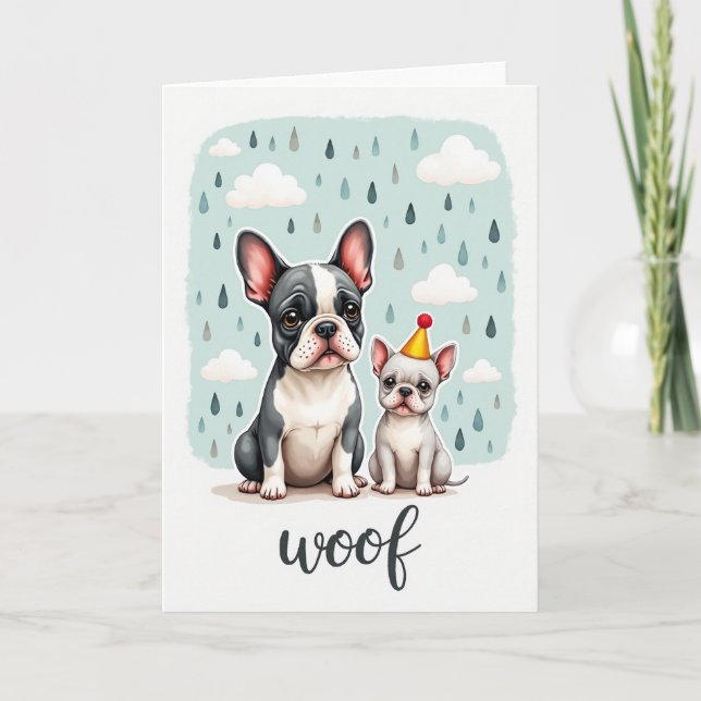 Grey Dog Fathers Day Scene Card (Front)
