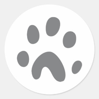 grey dog paw classic round sticker
