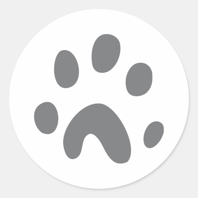 grey dog paw classic round sticker (Front)