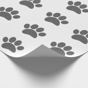 Grey Dog Paw Print Cartoon Old Paper Print