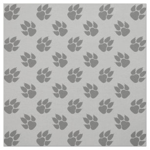 Grey Dog Paw Prints Pattern Fabric
